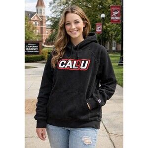 Cal U Champion Black Sweatshirt Large California PA Penn West EUC